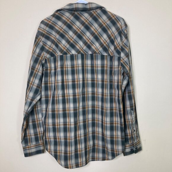 Filson Fishing Shirt Mens Small Twin Lakes Green Gold Plaid Lightweight Vented - Picture 2 of 11